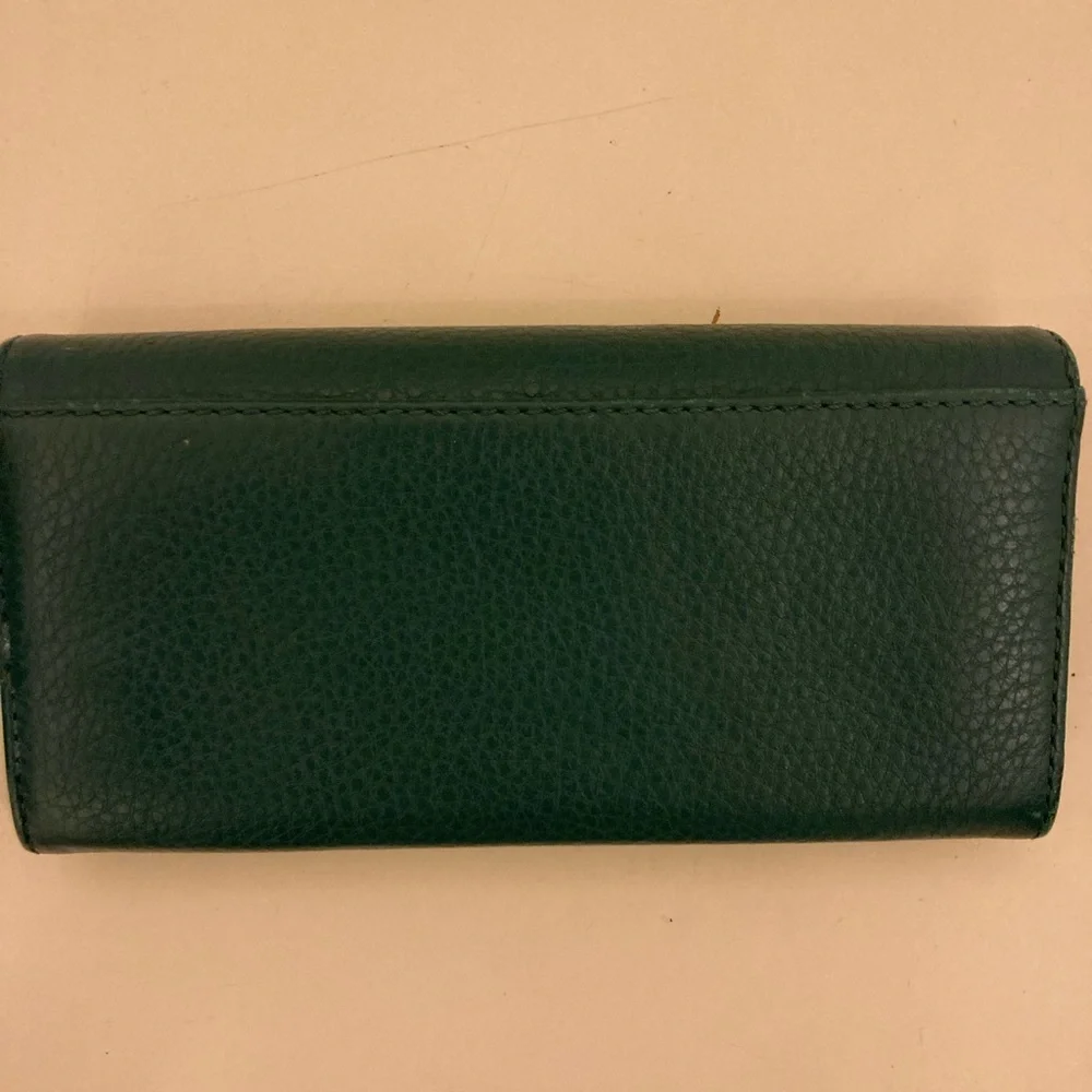 Michael Kors Dark Teal Pebbled Leather Wallet with Gold MK Emblem - Picture 4 of 13